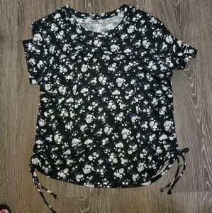 Pink floral scrunch side shirt *bnw/otag*💜💜💜💜